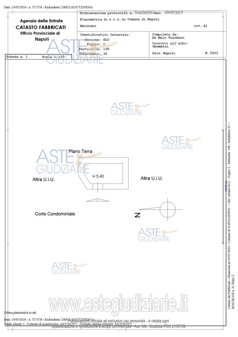 Planimetria del bene