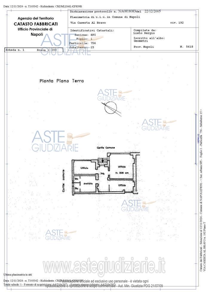 Planimetria del bene