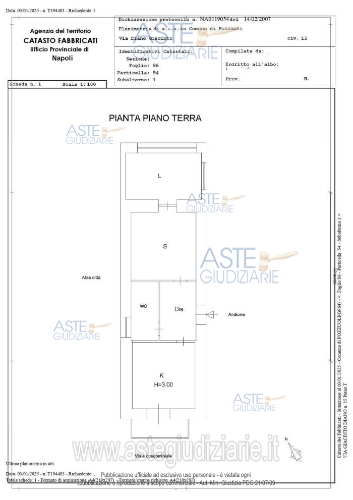 Planimetria del bene
