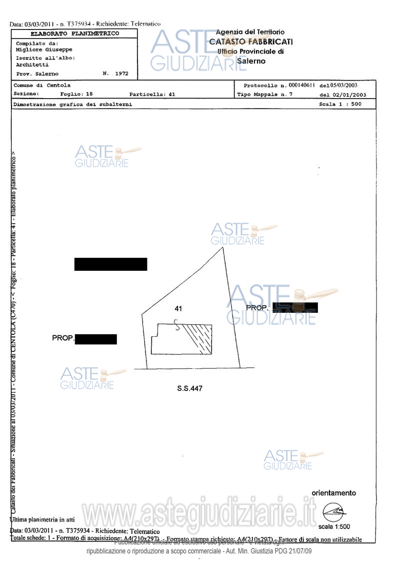 Planimetria del bene