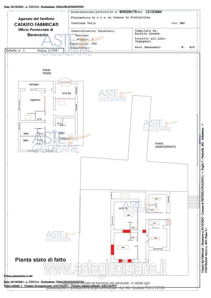 Planimetria del bene