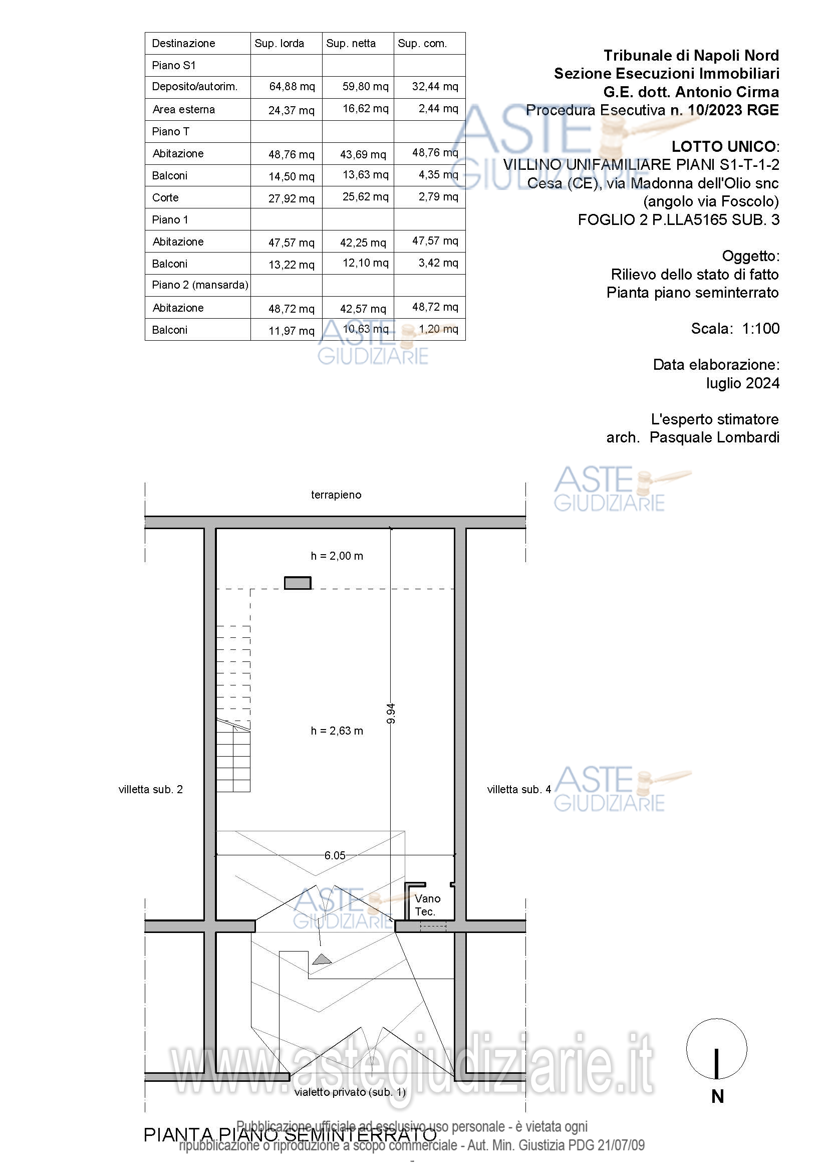 Planimetria del bene