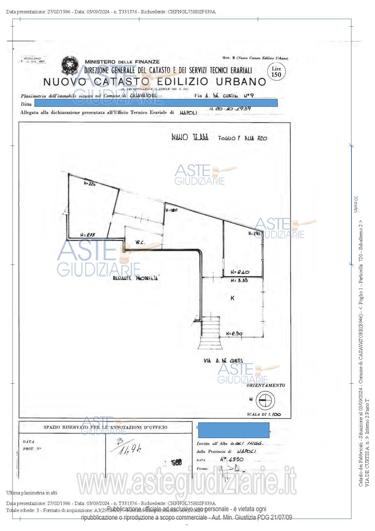 Planimetria del bene