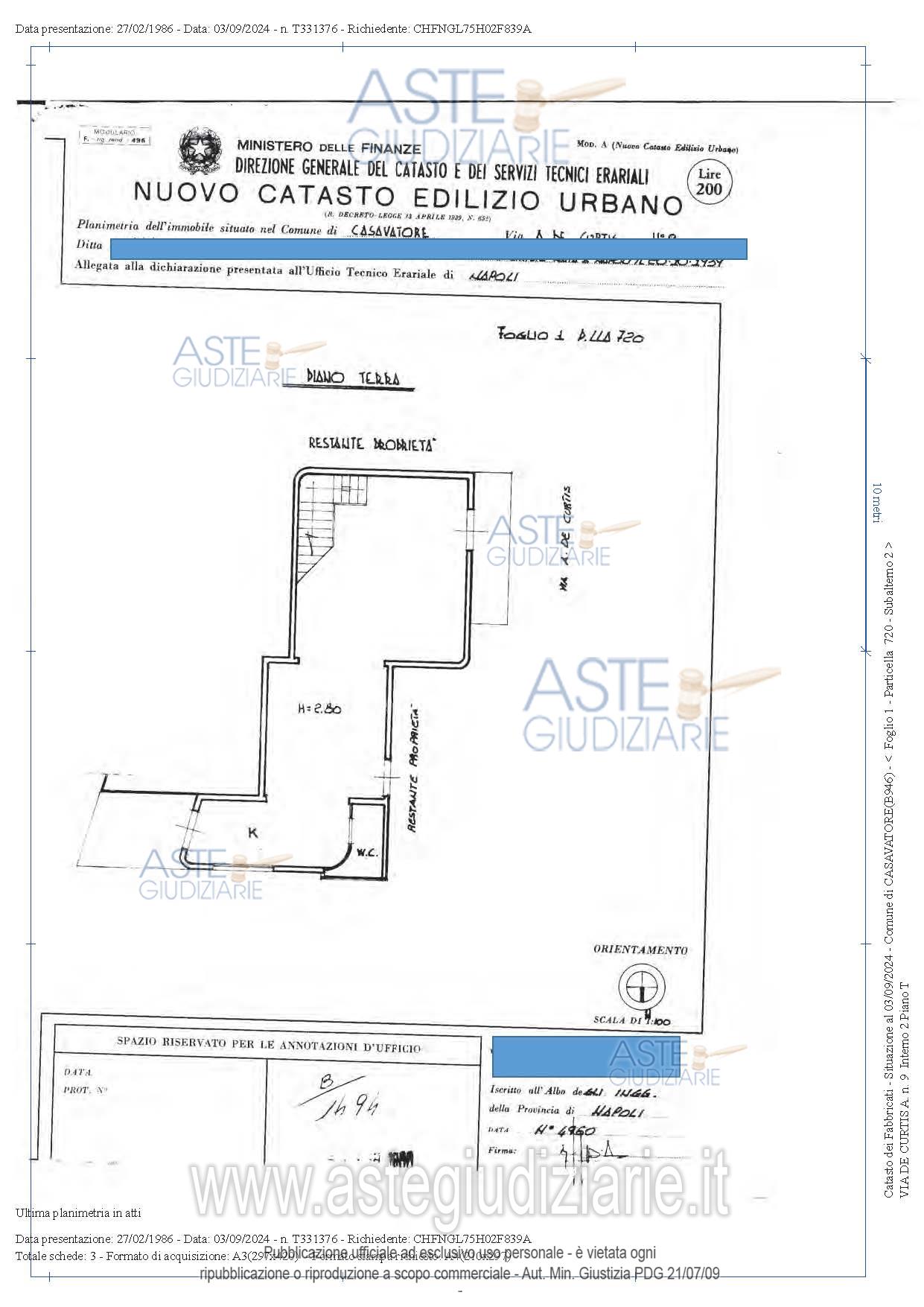 Planimetria del bene