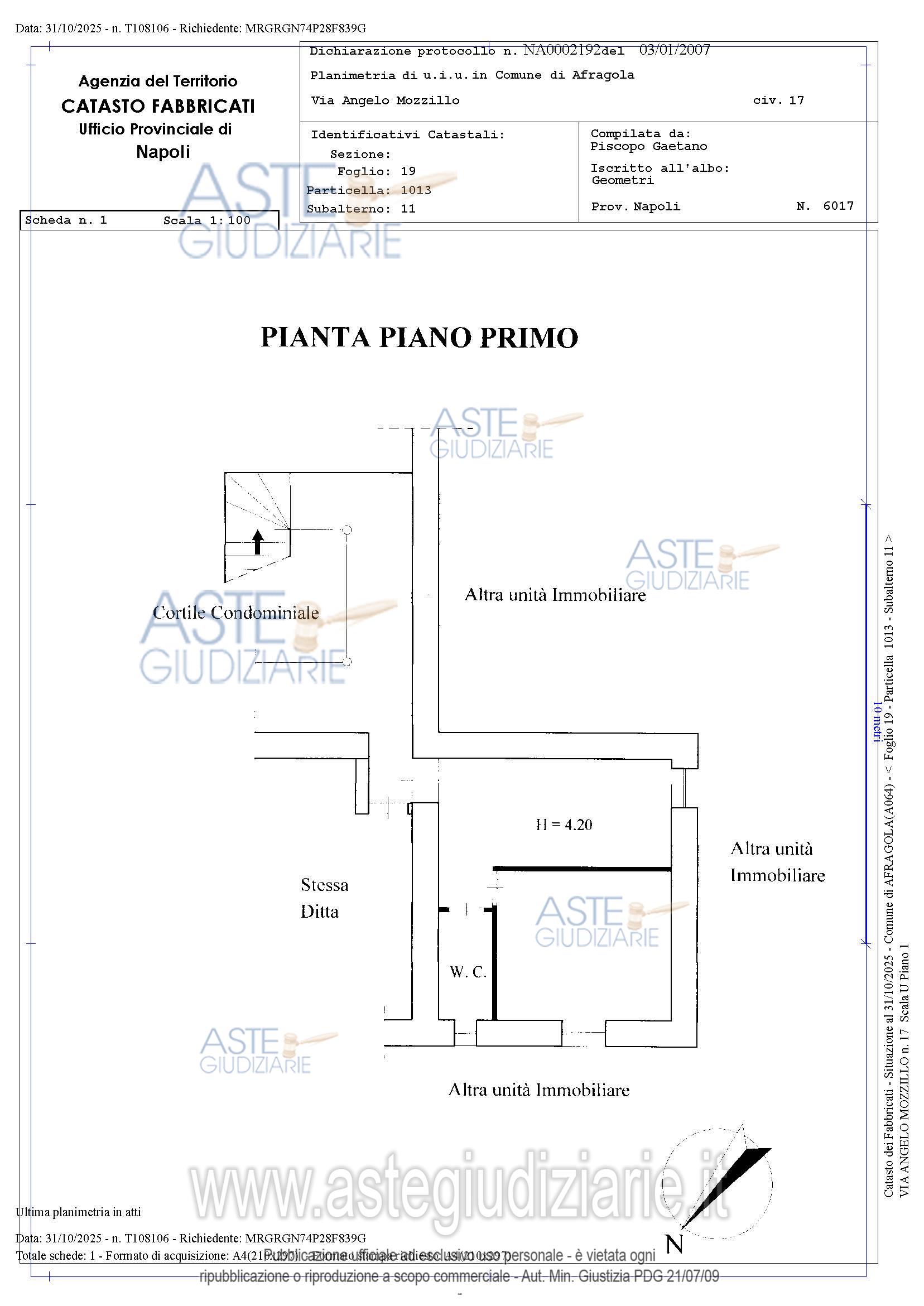 Planimetria del bene