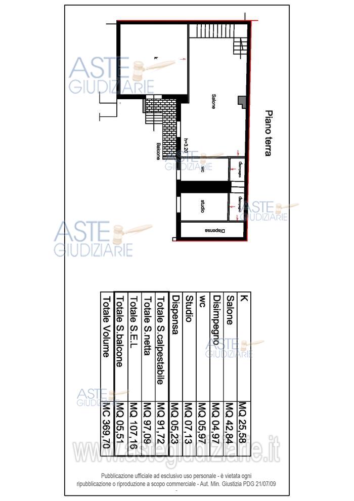 Planimetria del bene