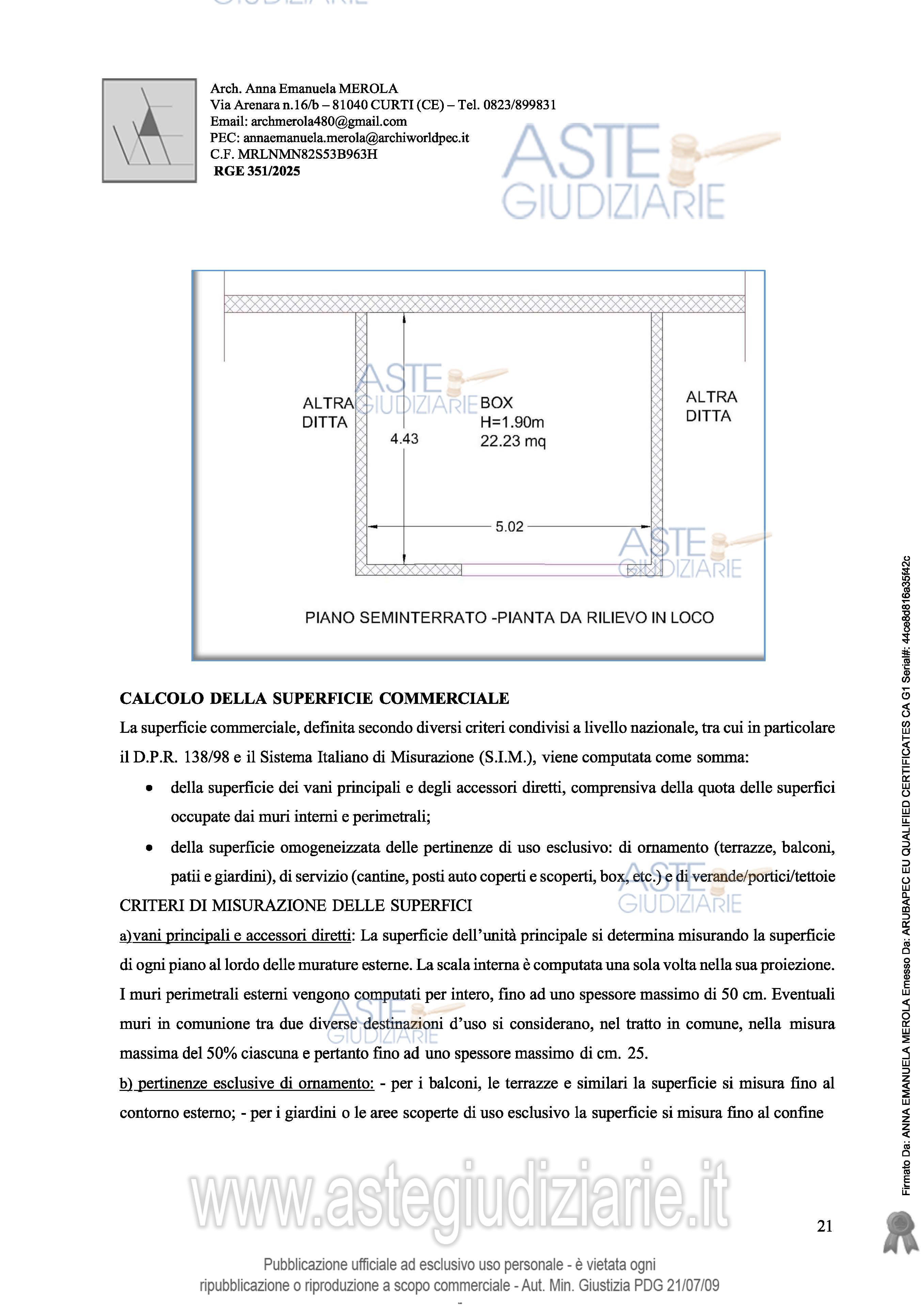 Planimetria del bene