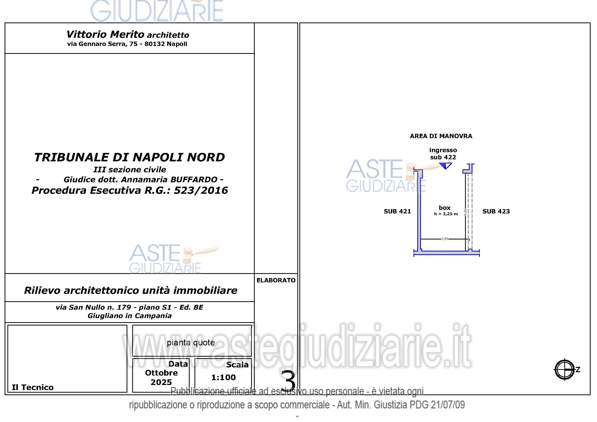 Planimetria del bene