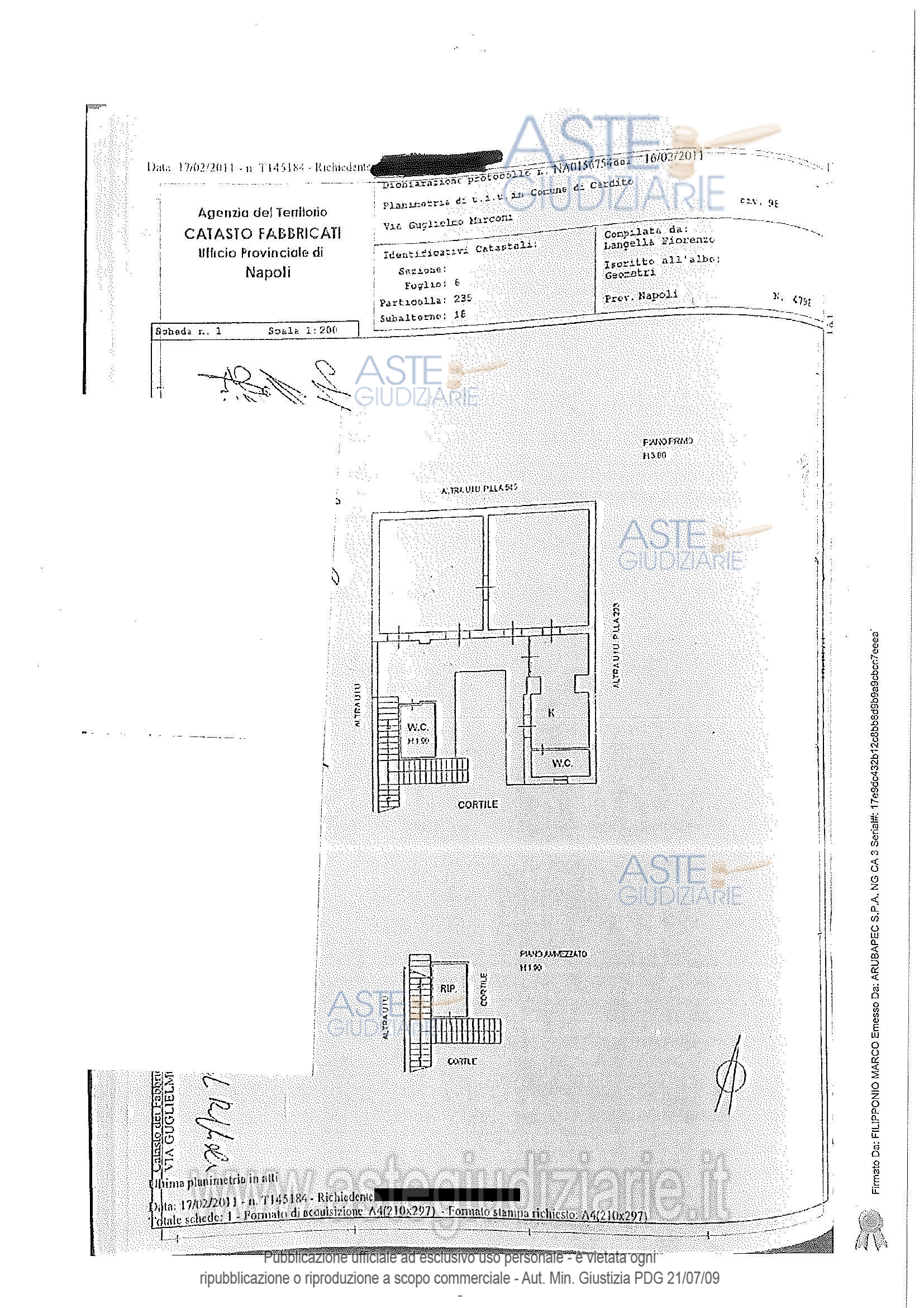 Planimetria del bene