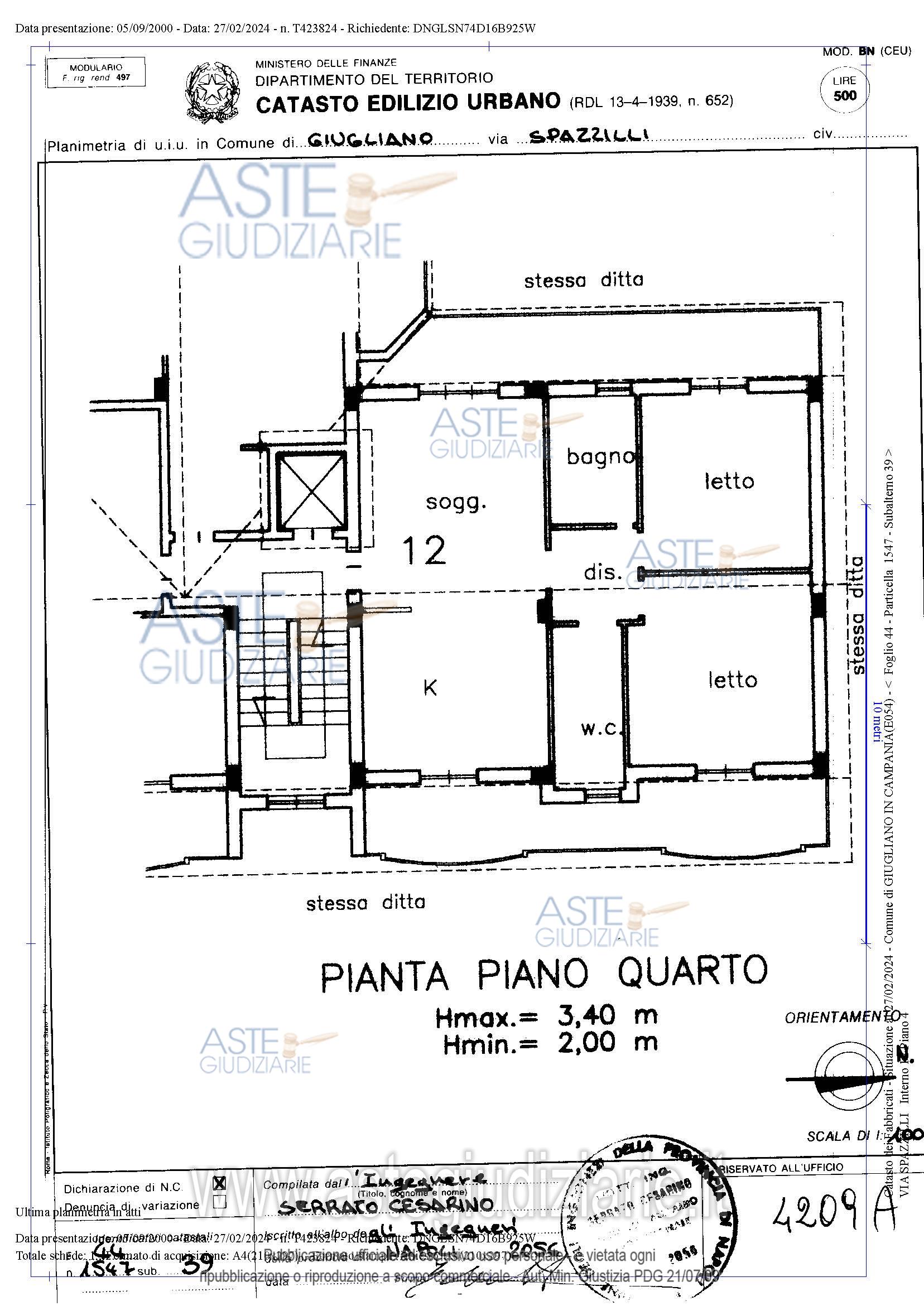 Planimetria del bene