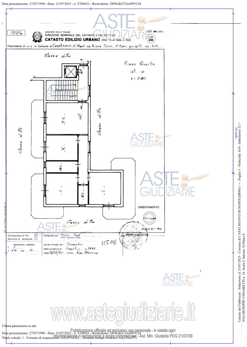 Planimetria del bene