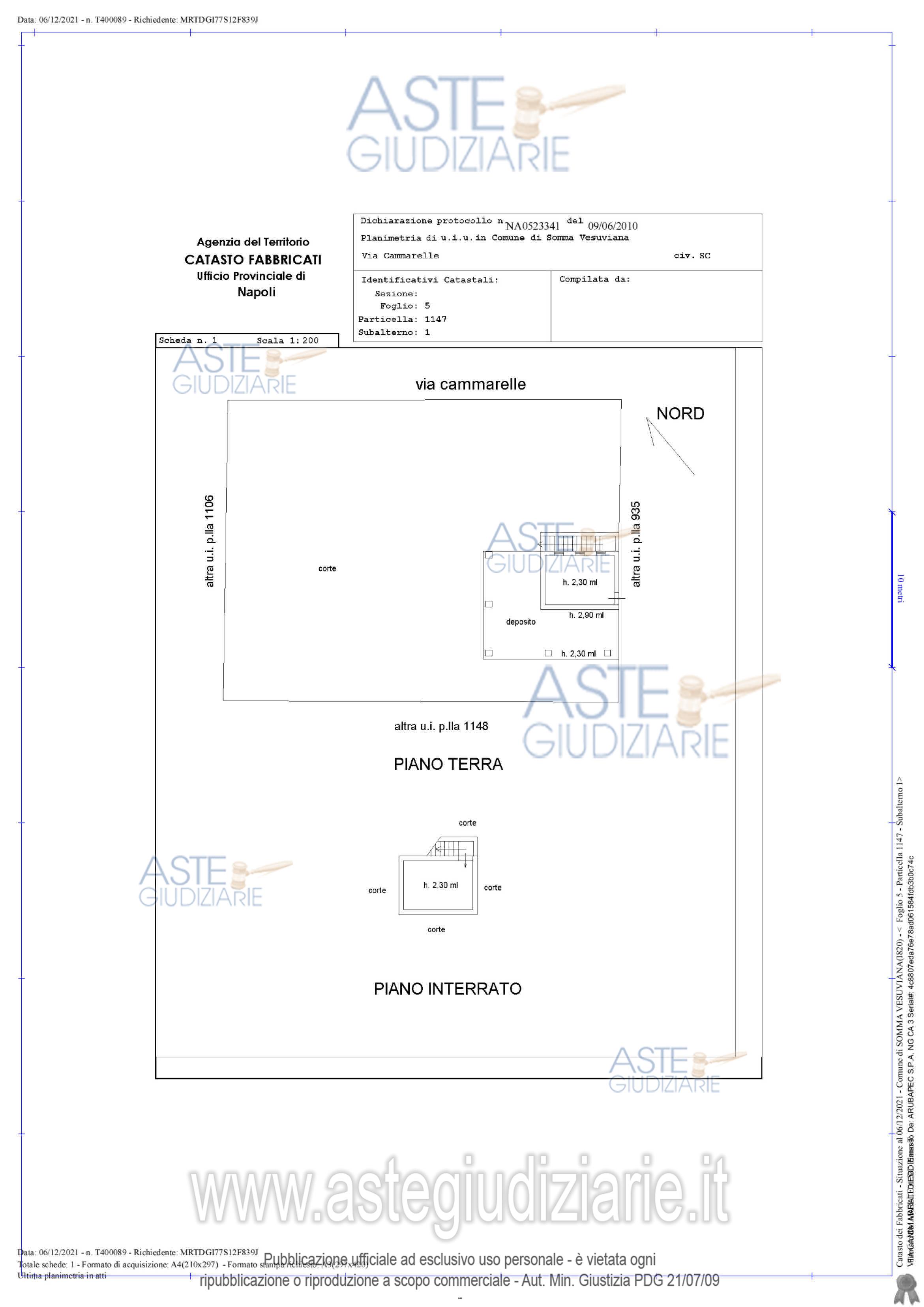 Planimetria del bene