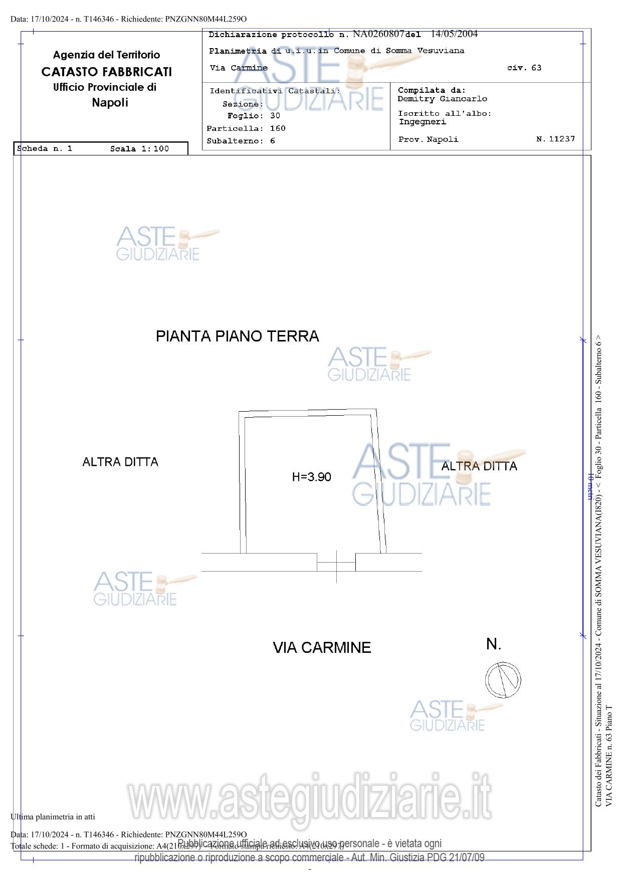 Planimetria del bene