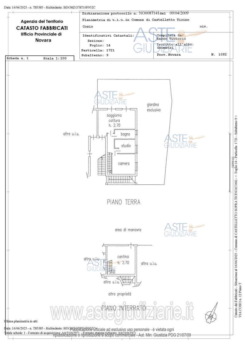 Planimetria del bene