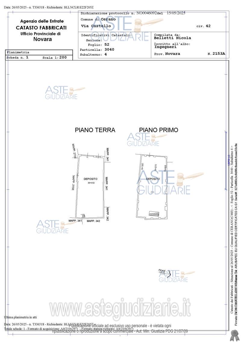 Planimetria del bene