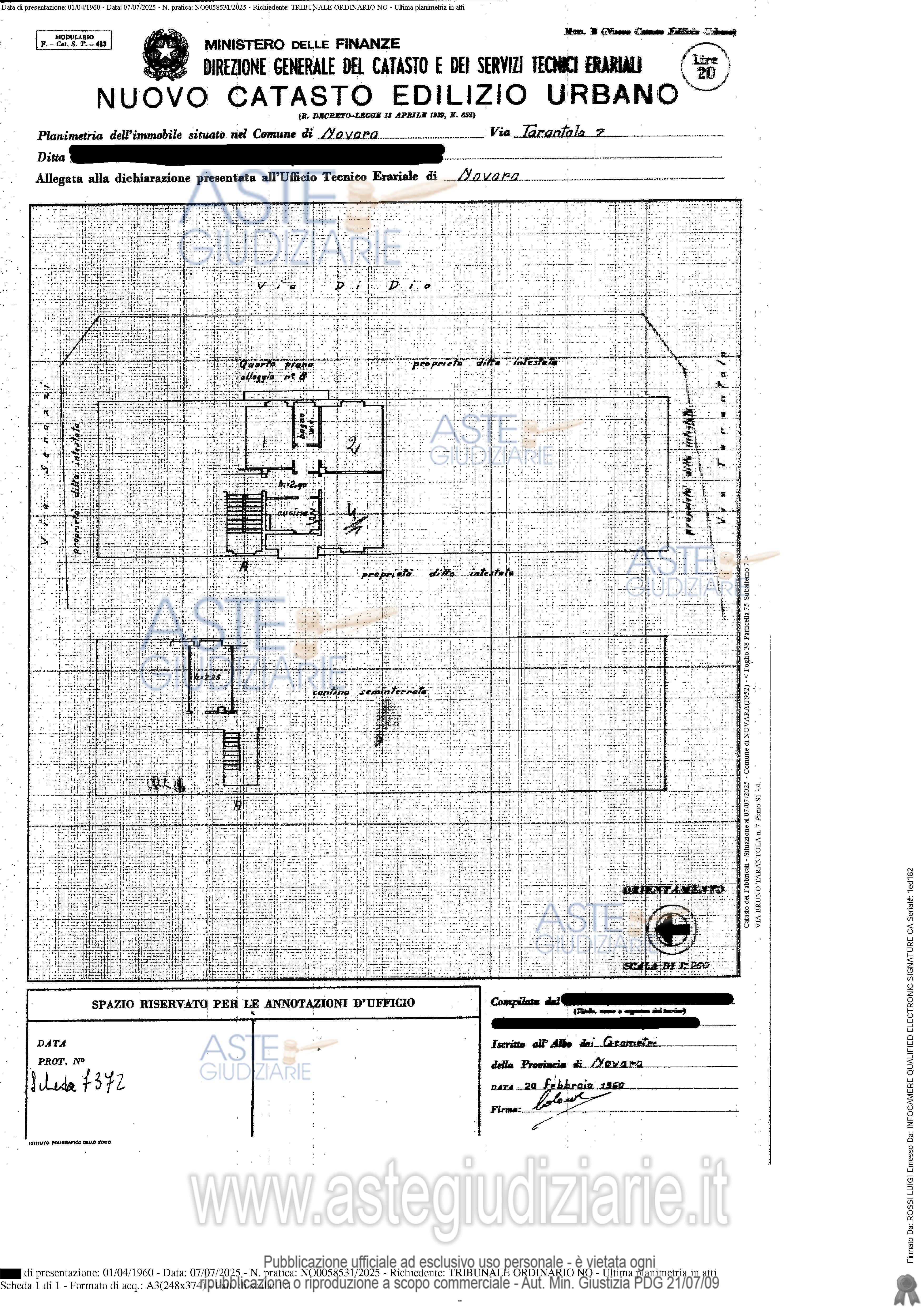 Planimetria del bene