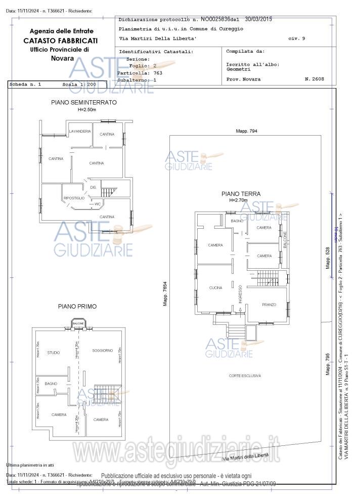 Planimetria del bene