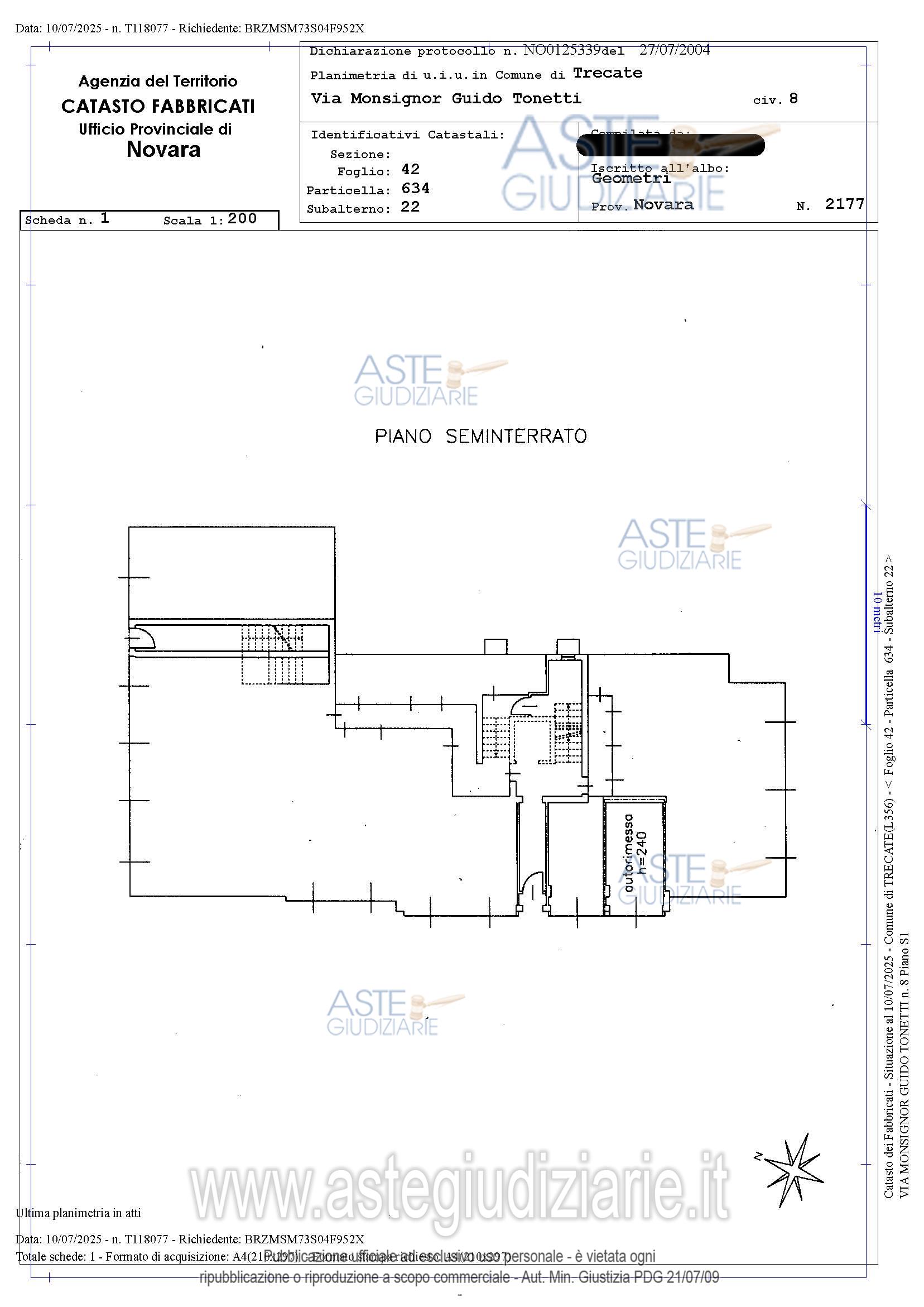 Planimetria del bene