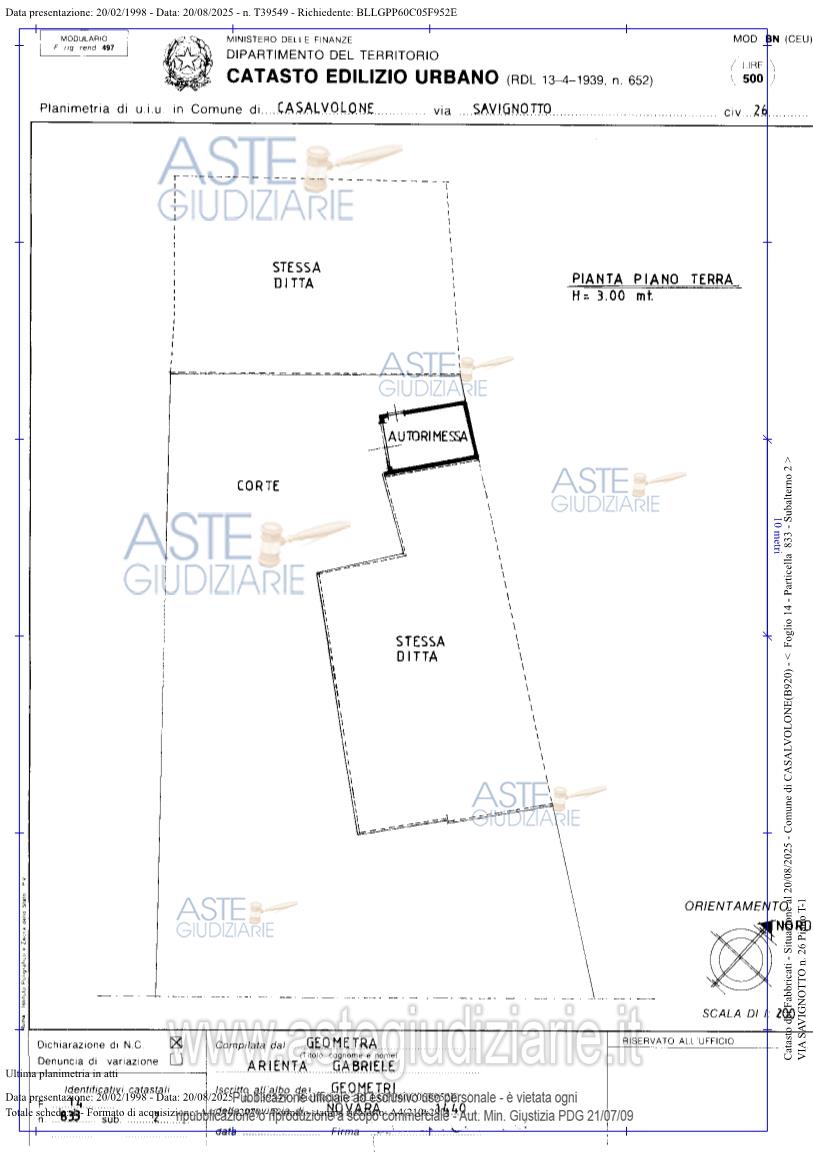 Planimetria del bene