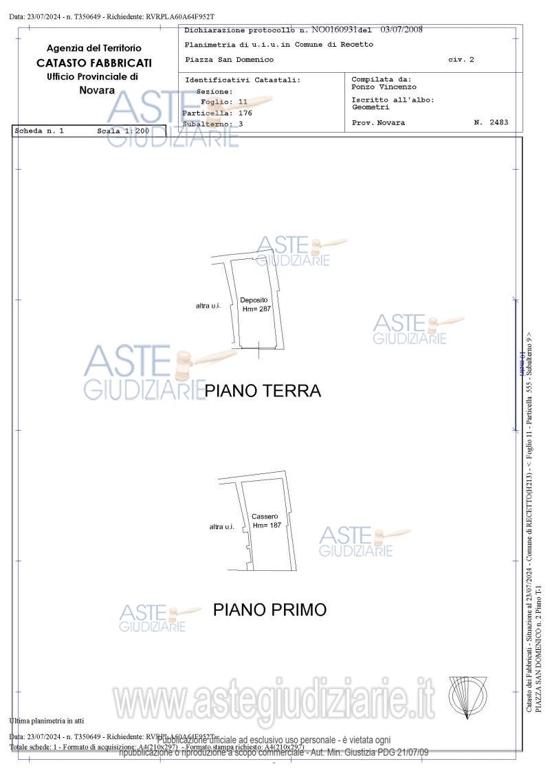 Planimetria del bene
