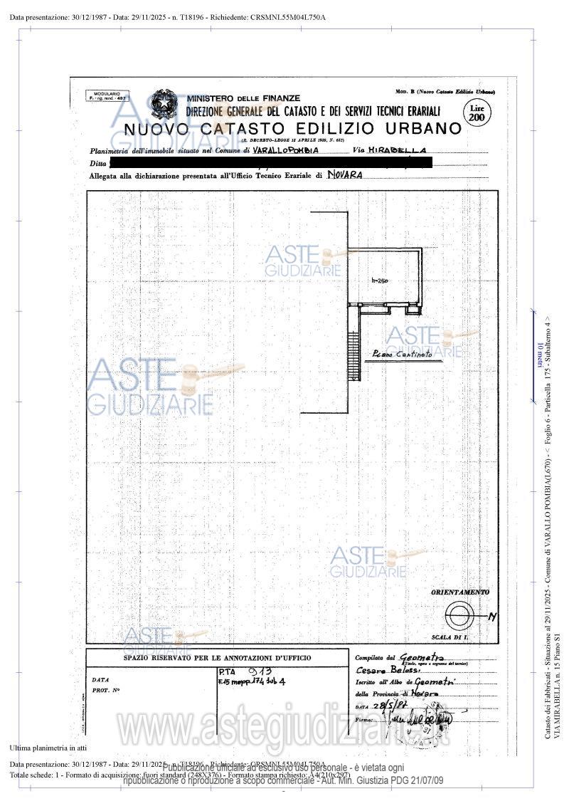 Planimetria del bene
