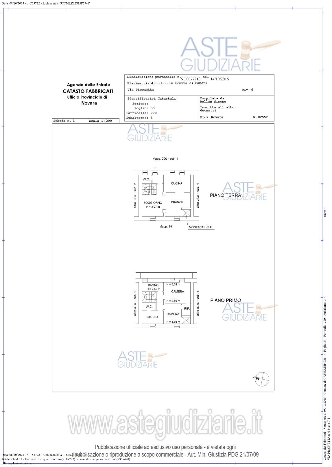 Planimetria del bene