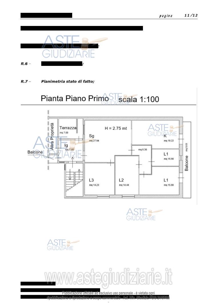 Planimetria del bene