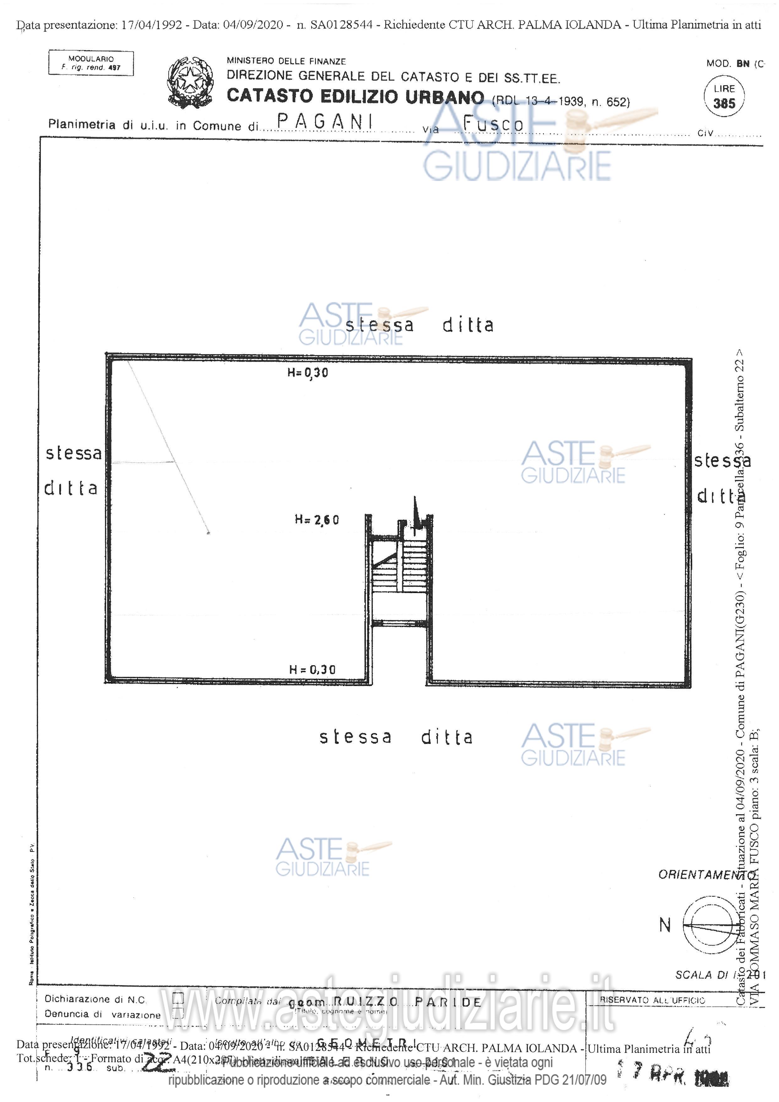 Planimetria del bene