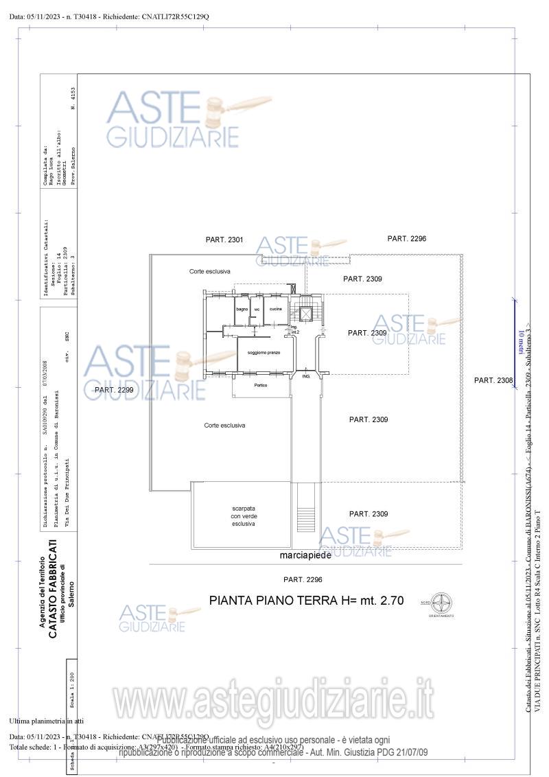 Planimetria del bene