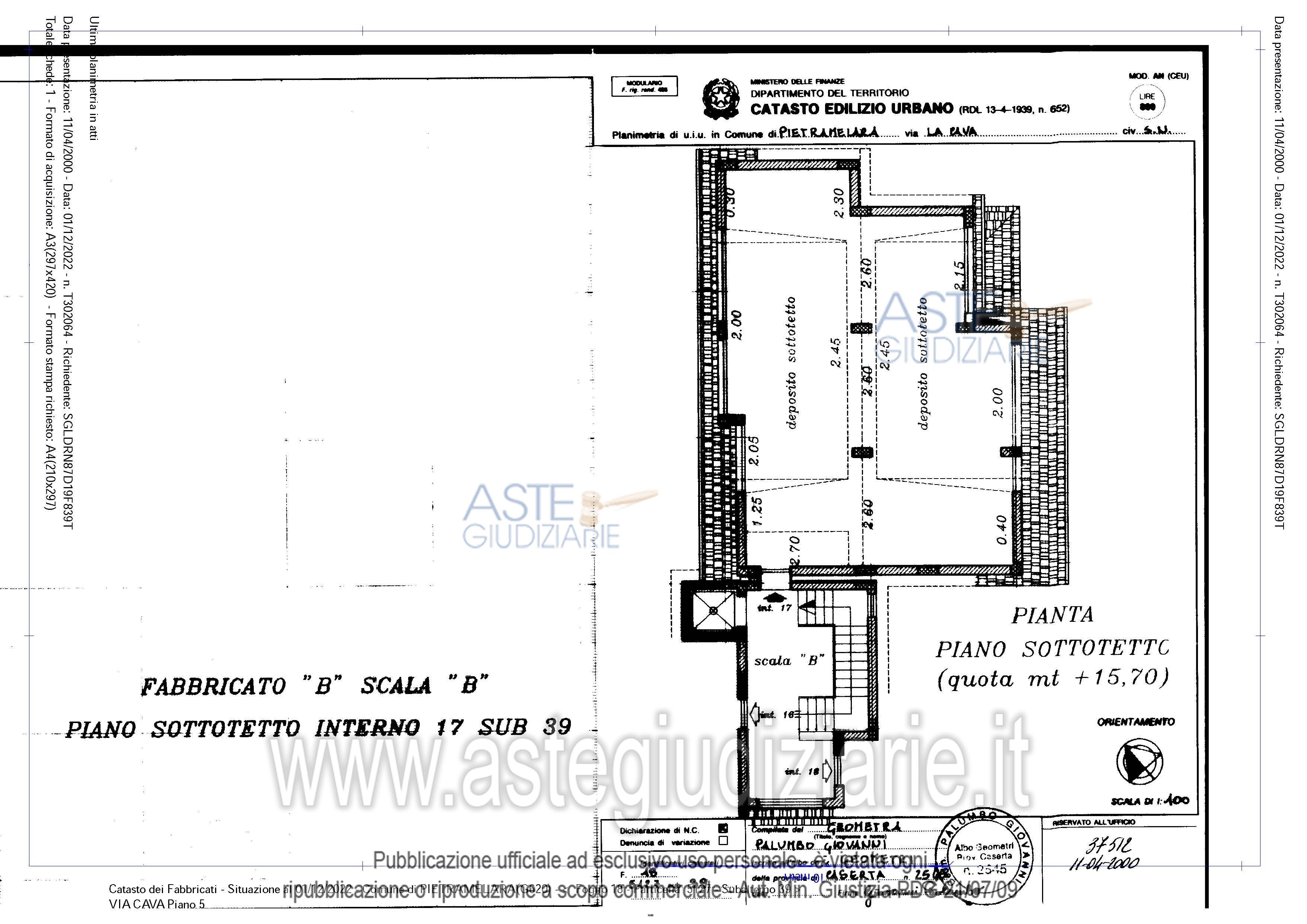 Planimetria del bene