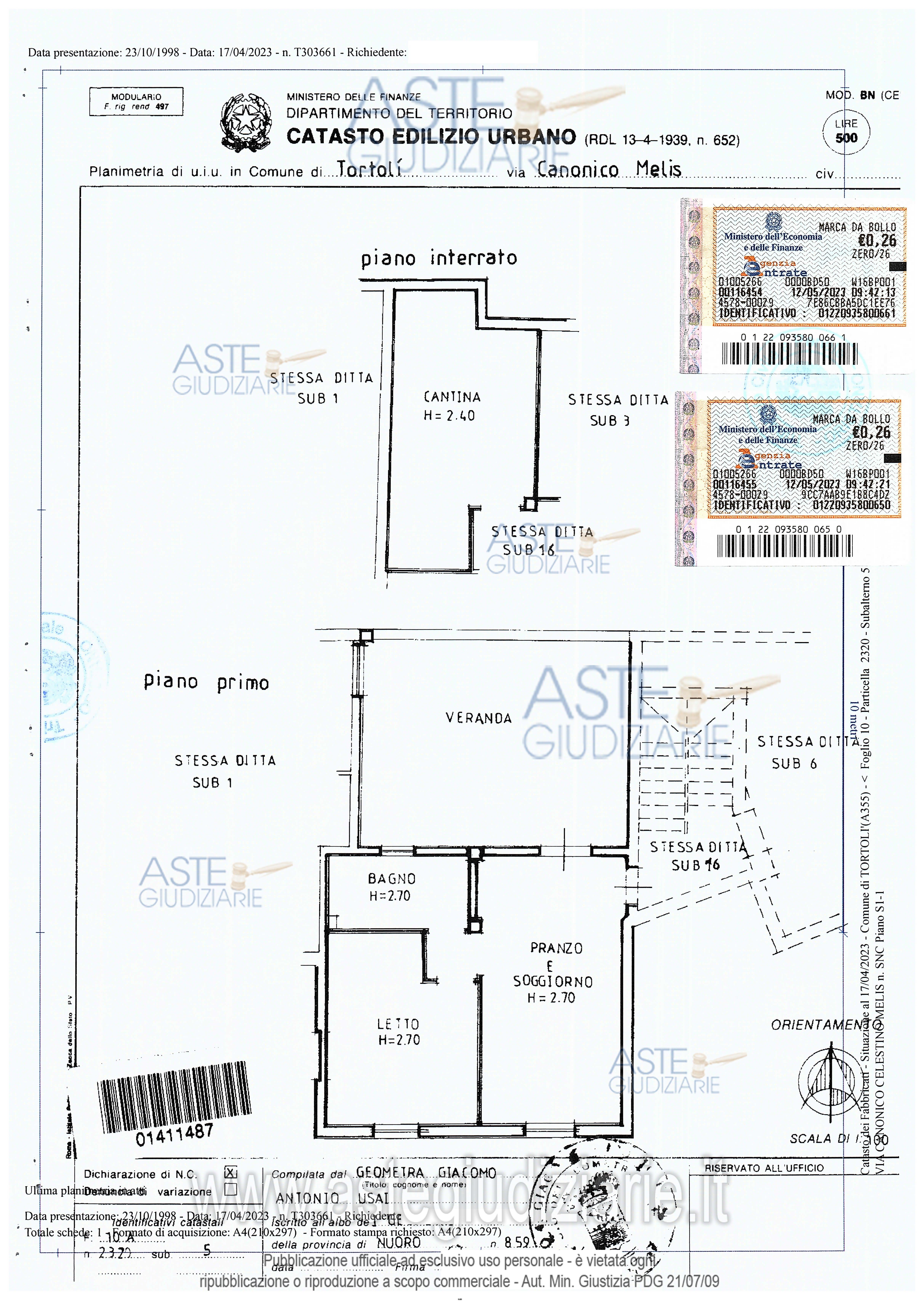 Planimetria del bene