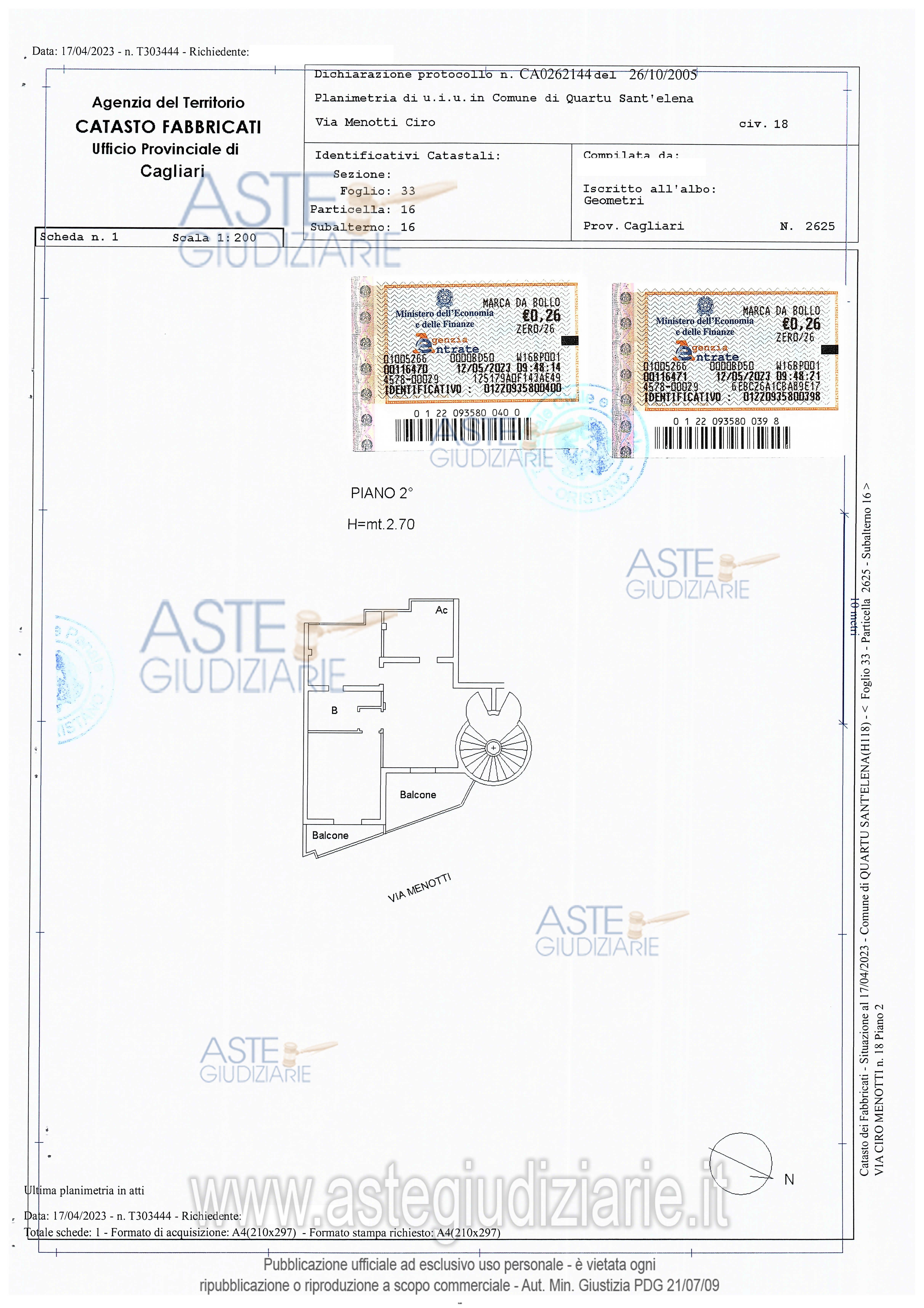 Planimetria del bene