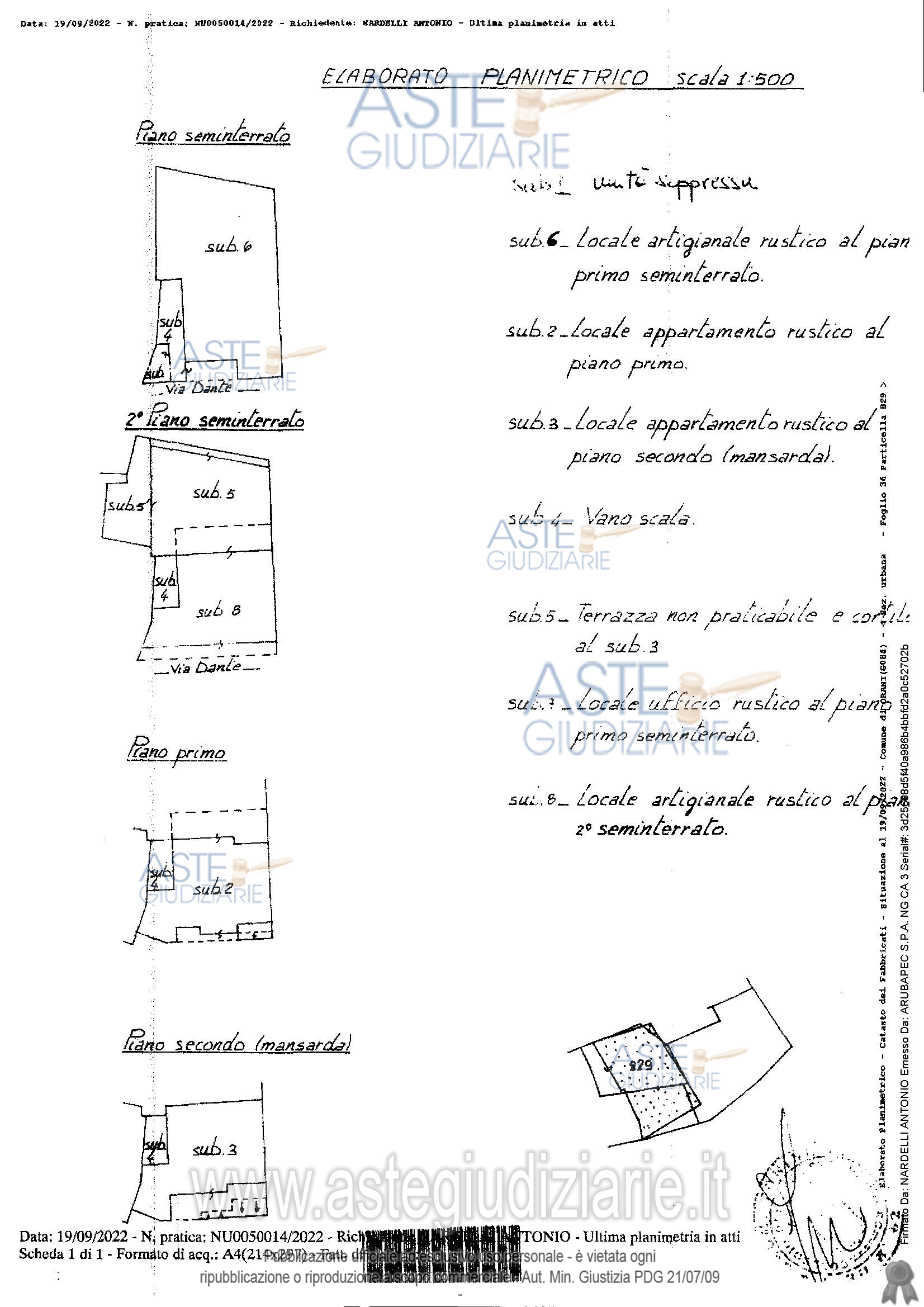 Planimetria del bene