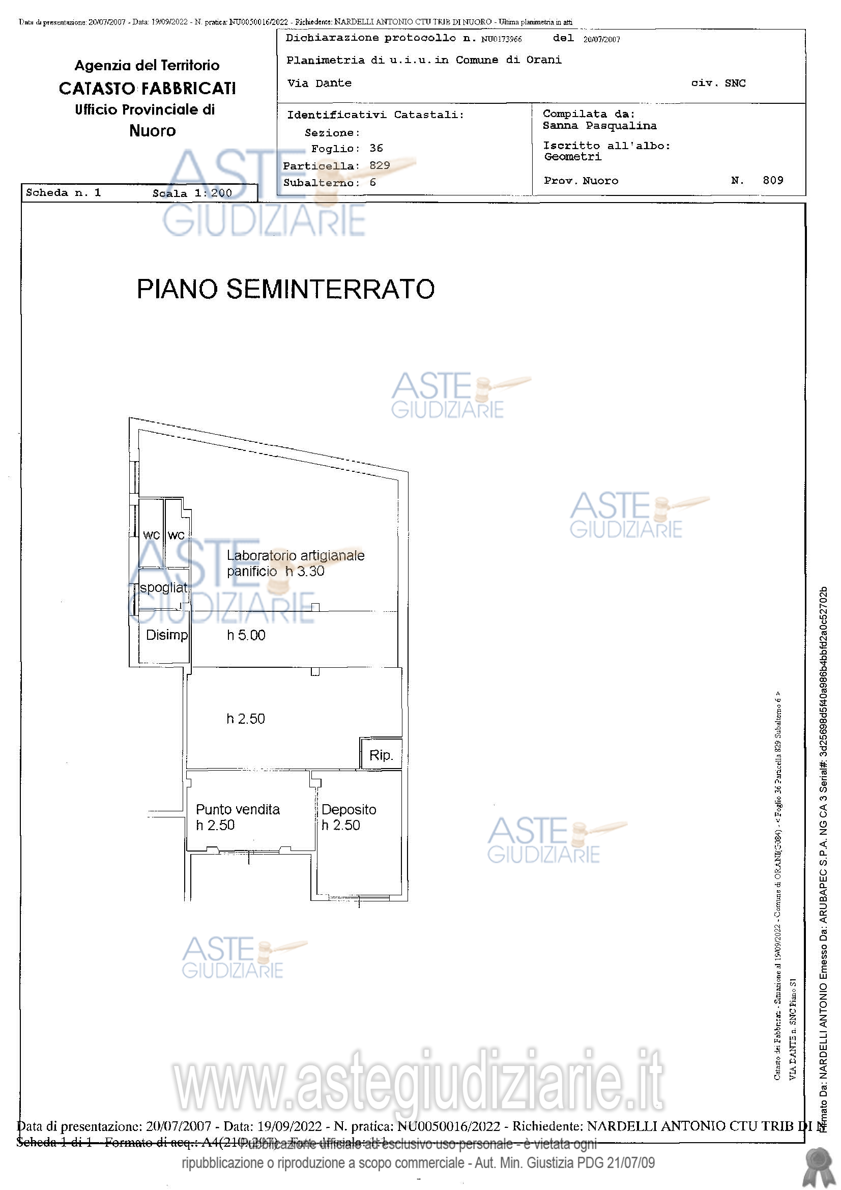 Planimetria del bene