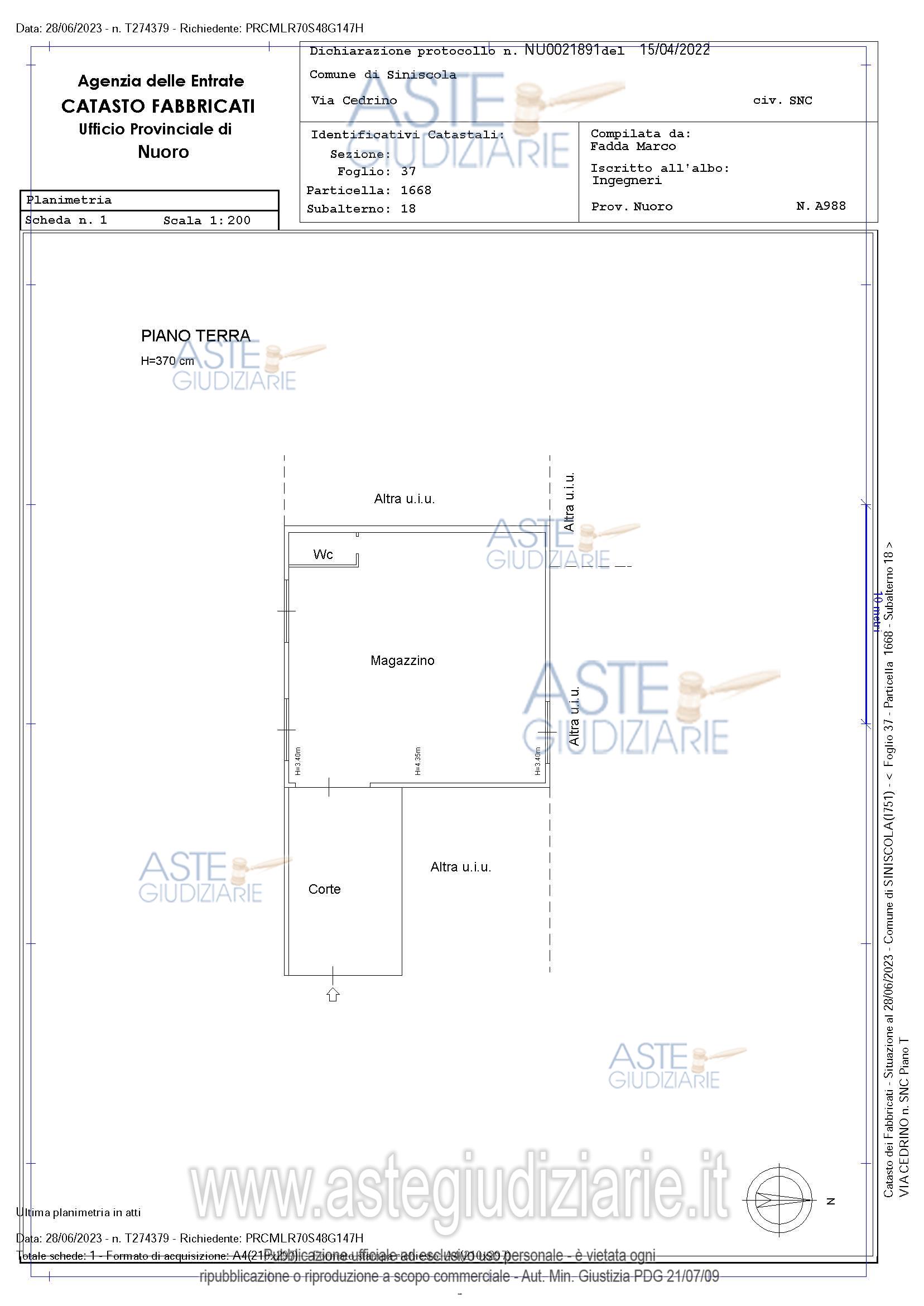 Planimetria del bene