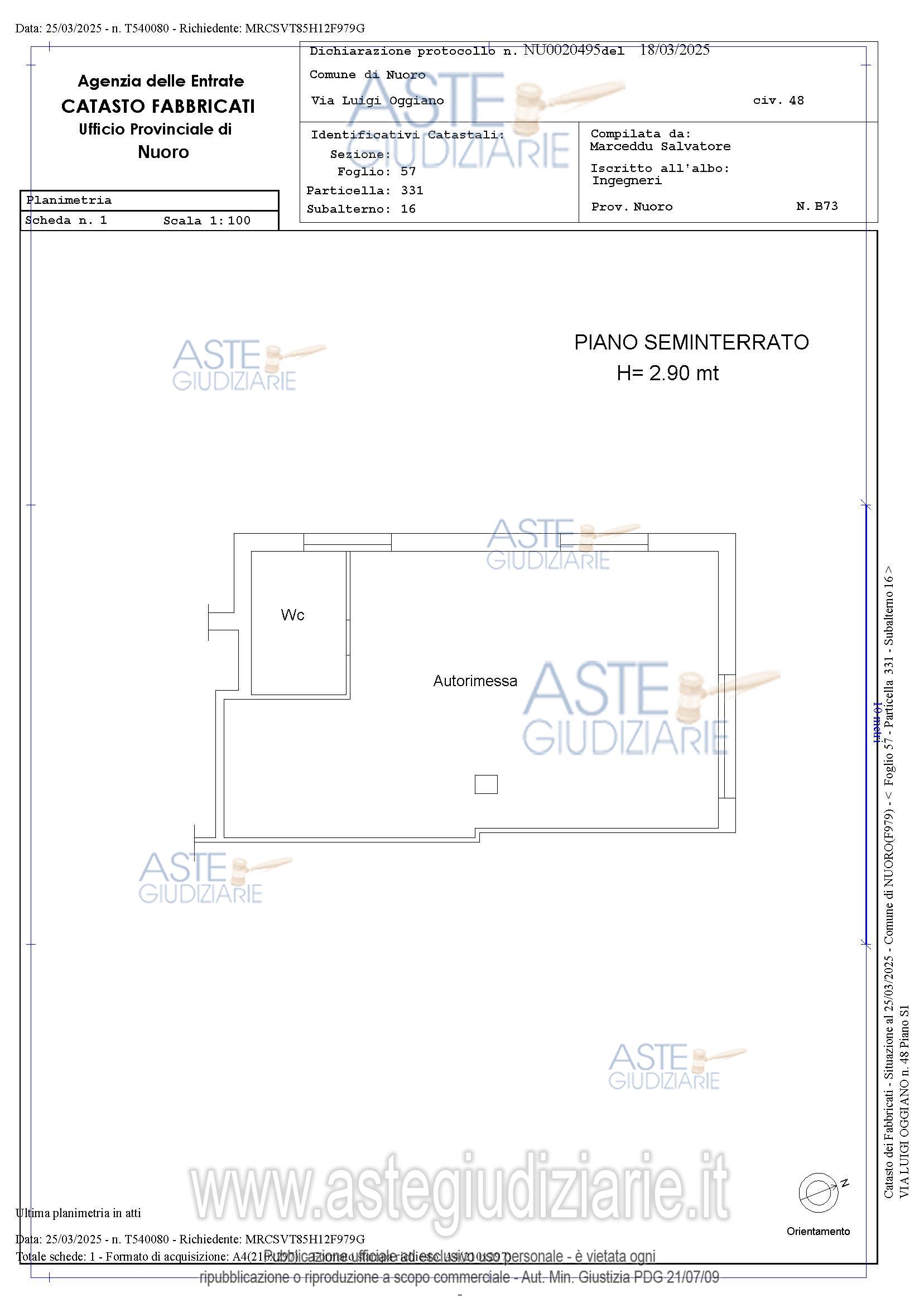 Planimetria del bene