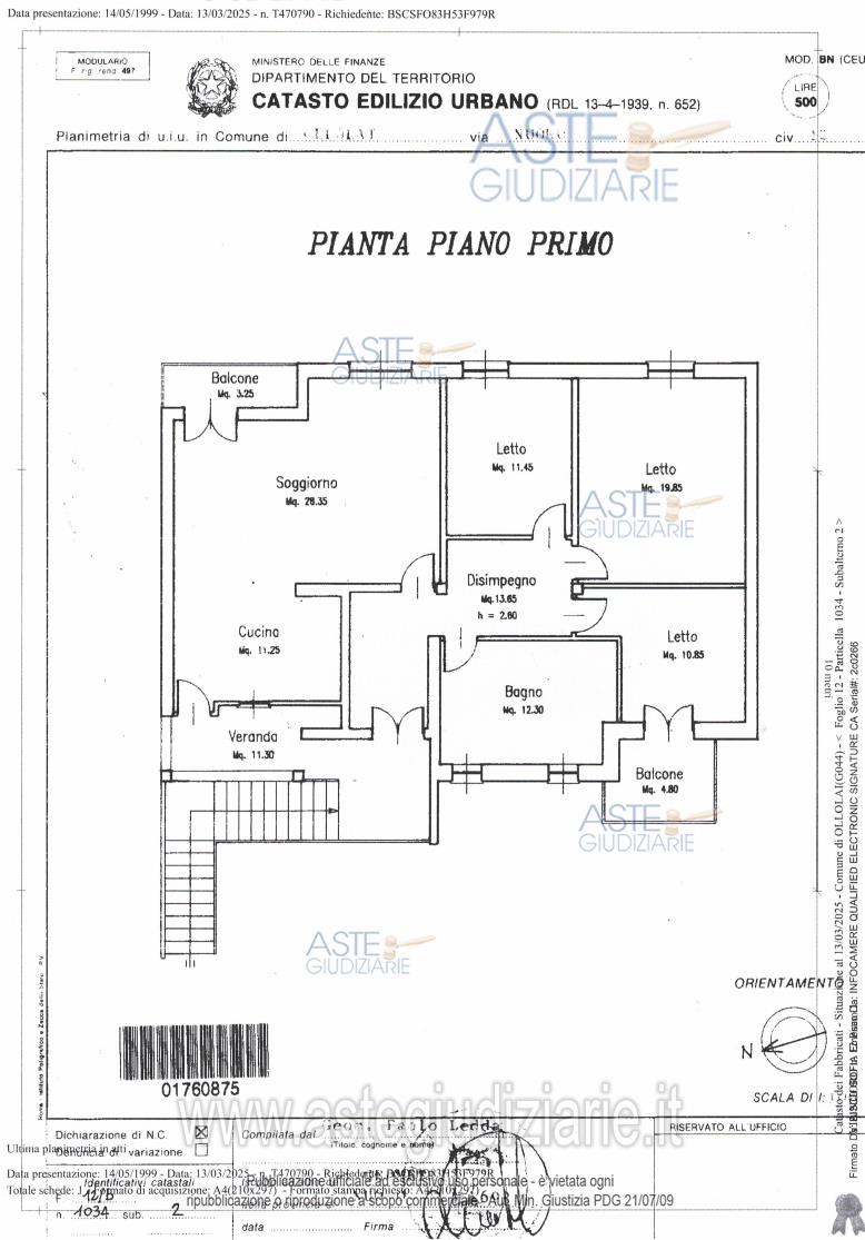 Planimetria del bene