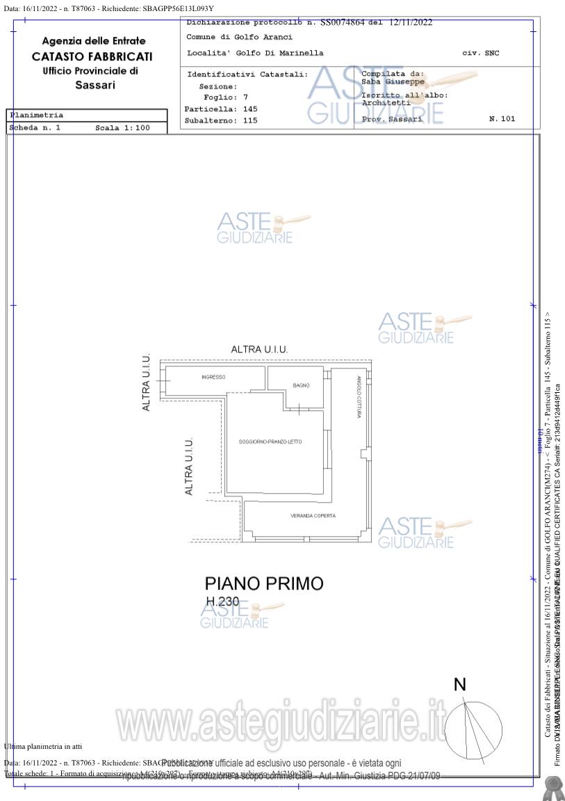 Planimetria del bene