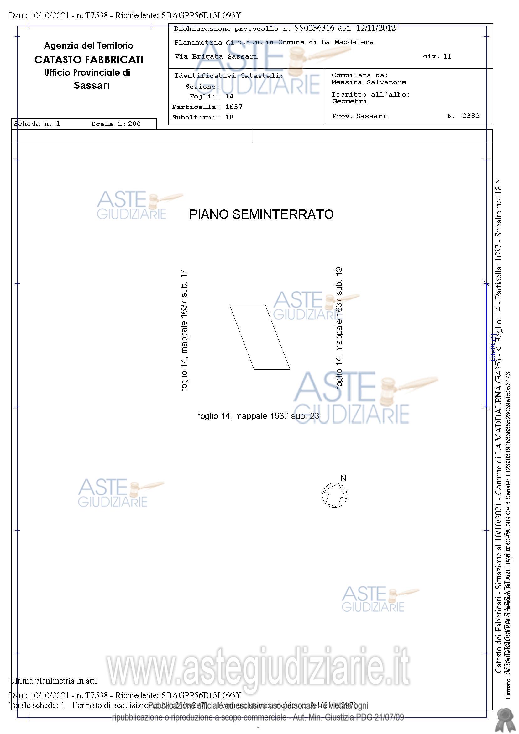Planimetria del bene