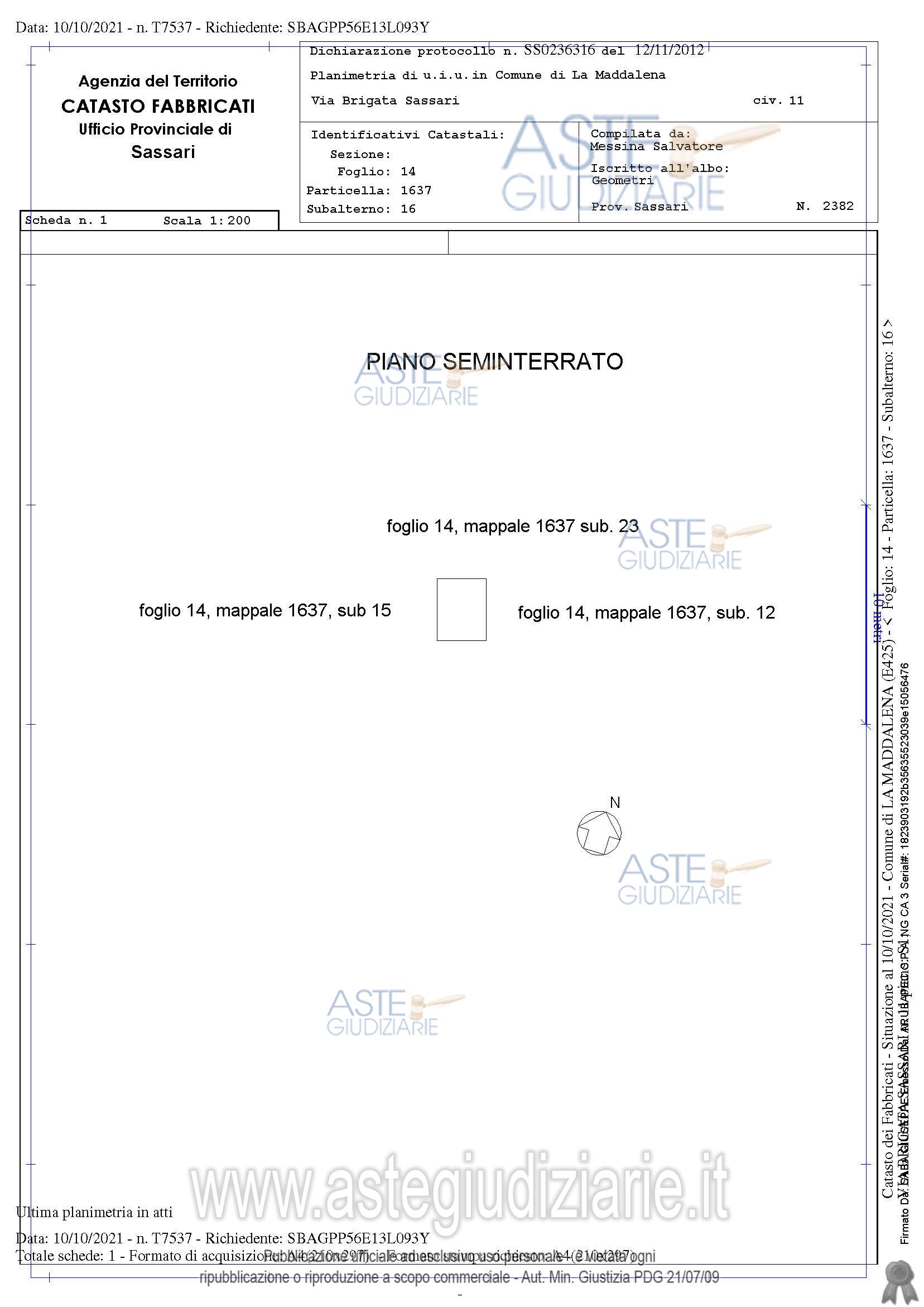 Planimetria del bene