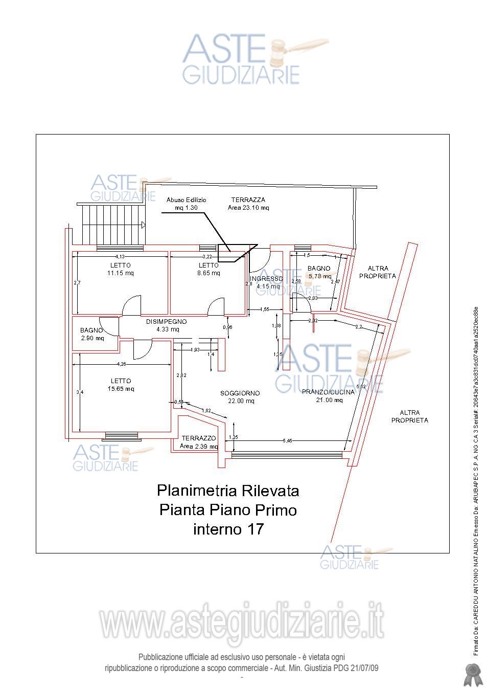 Planimetria del bene