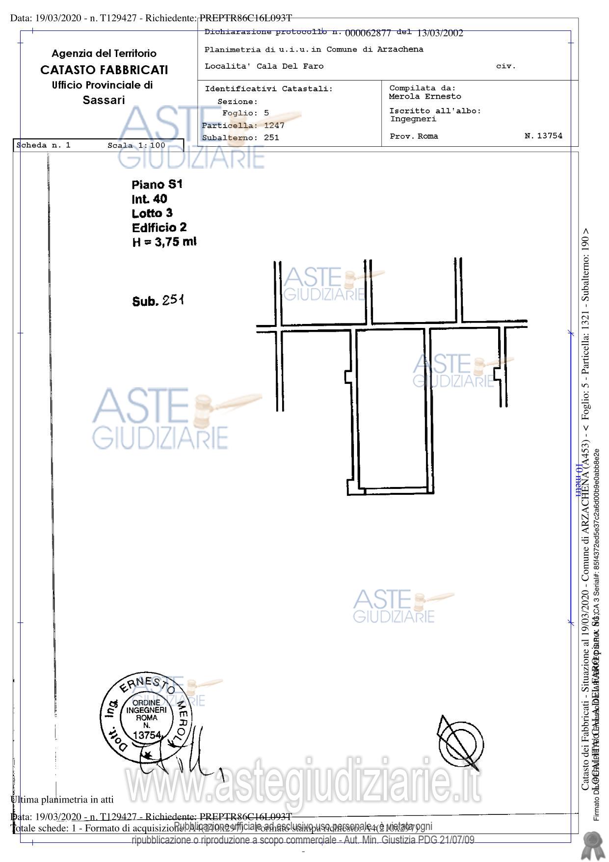 Planimetria del bene