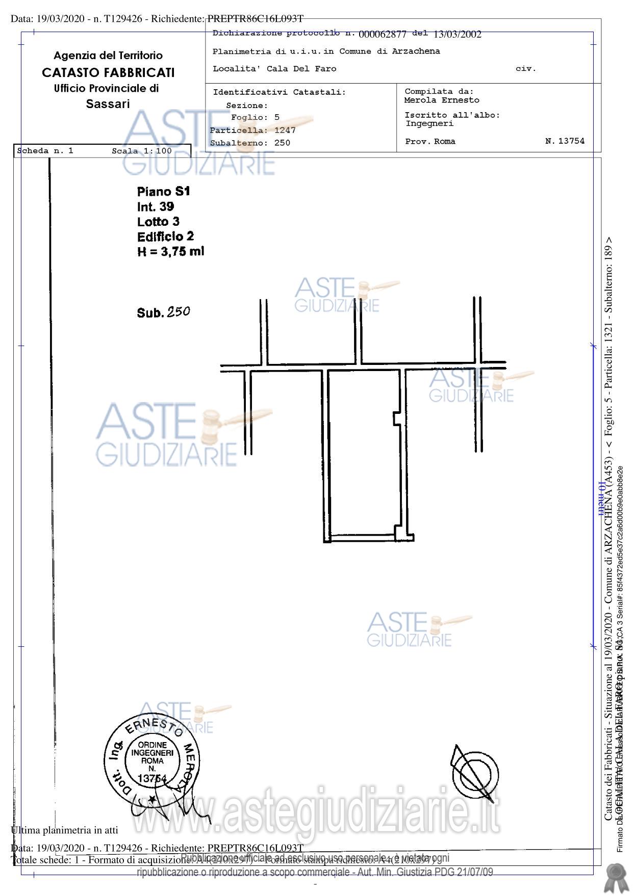 Planimetria del bene