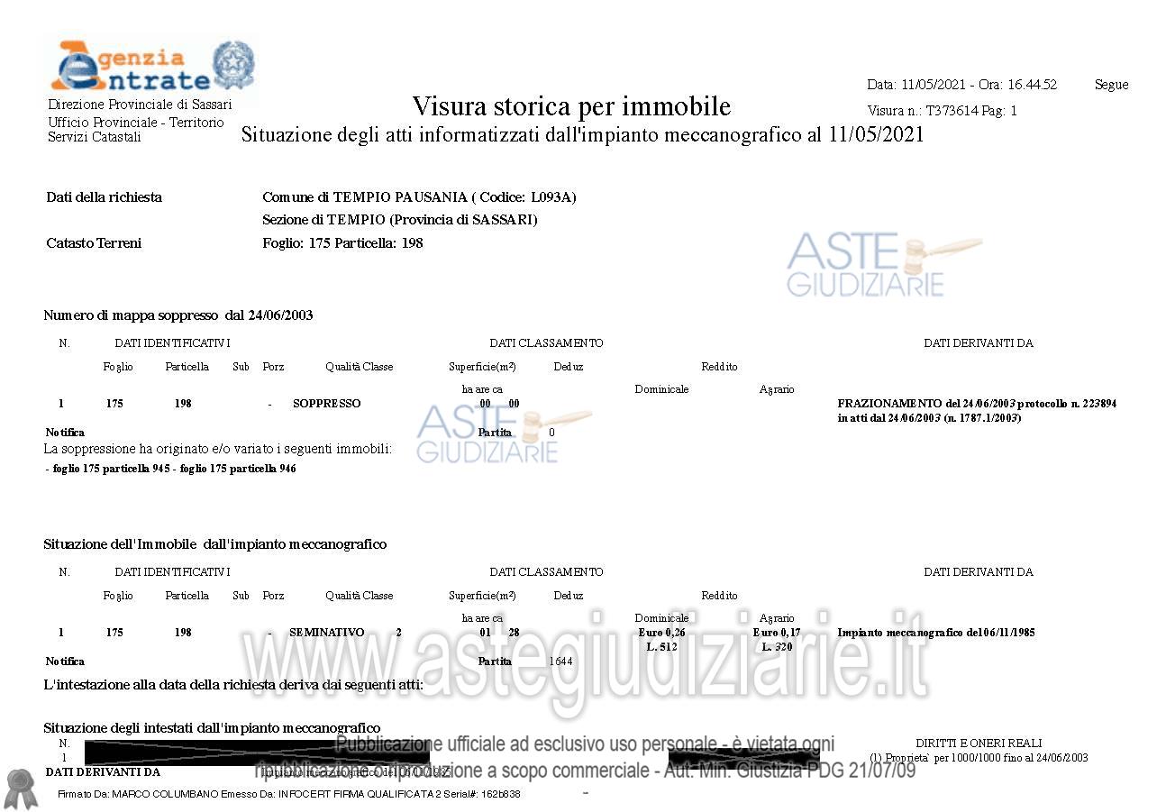 Planimetria del bene