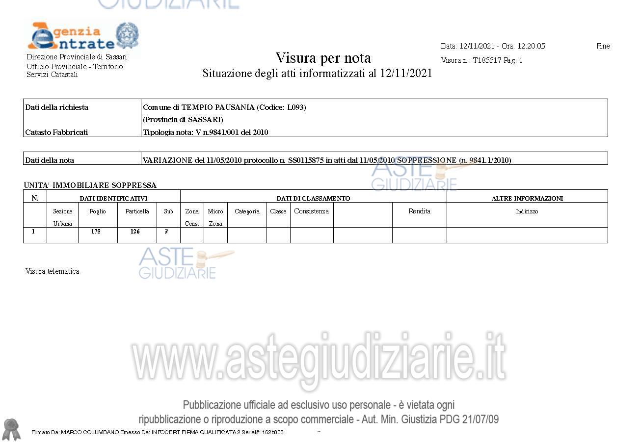Planimetria del bene