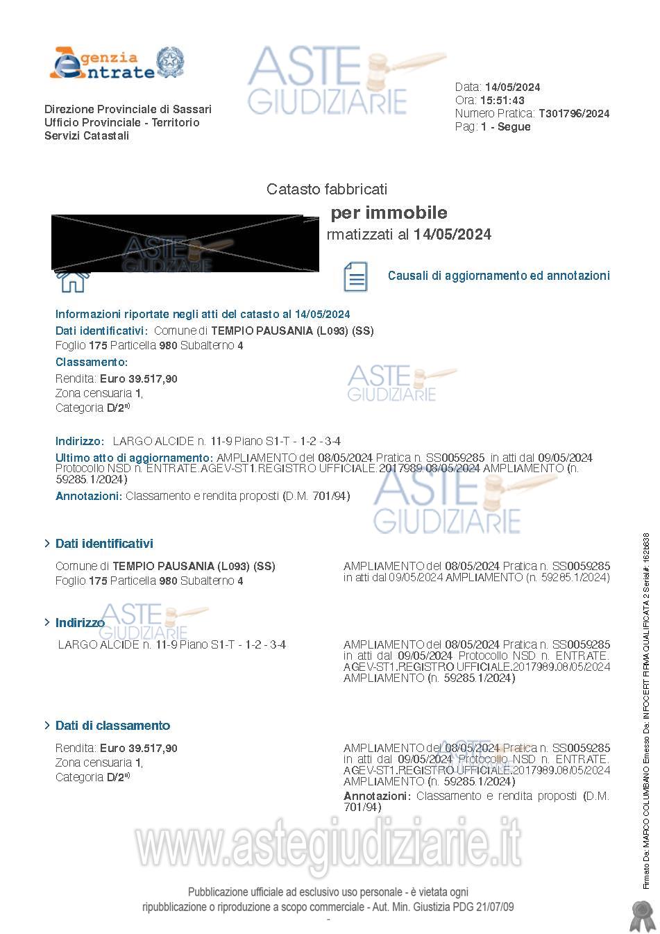 Planimetria del bene