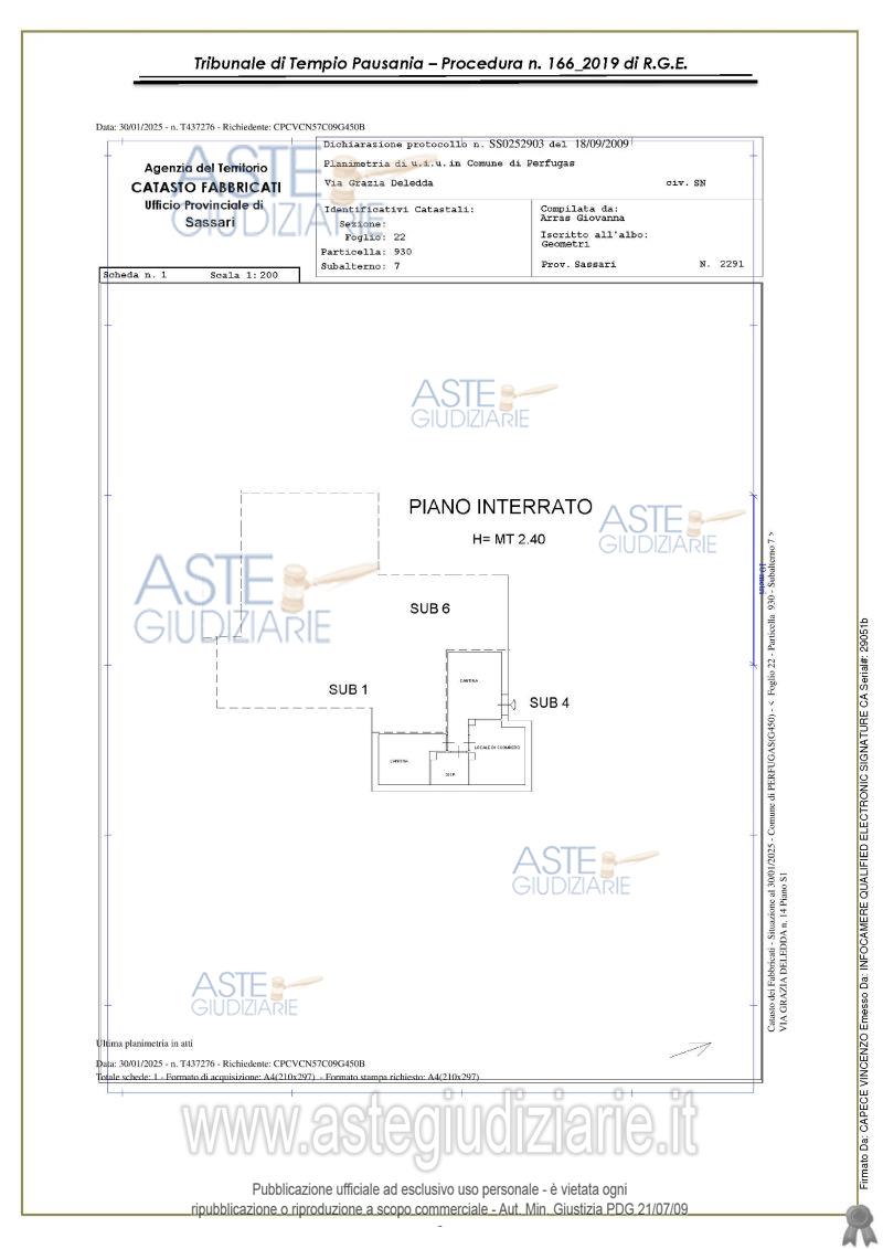 Planimetria del bene