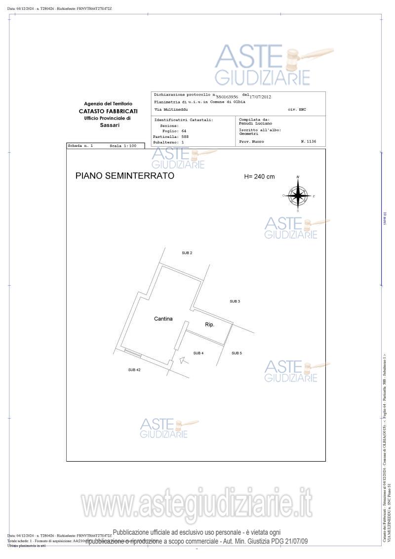 Planimetria del bene