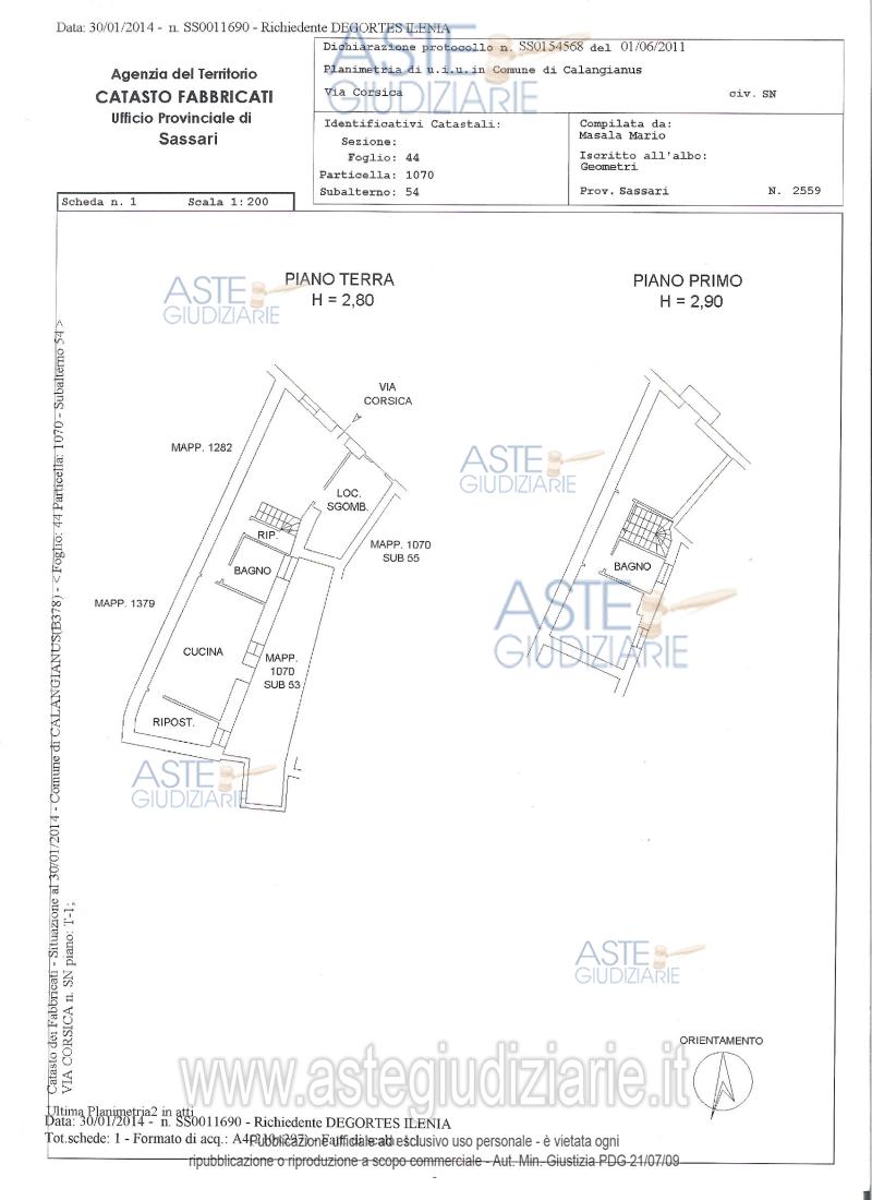 Planimetria del bene