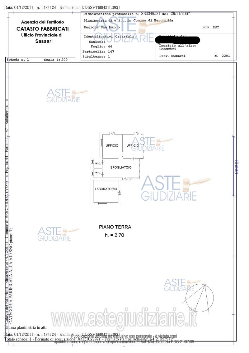 Planimetria del bene